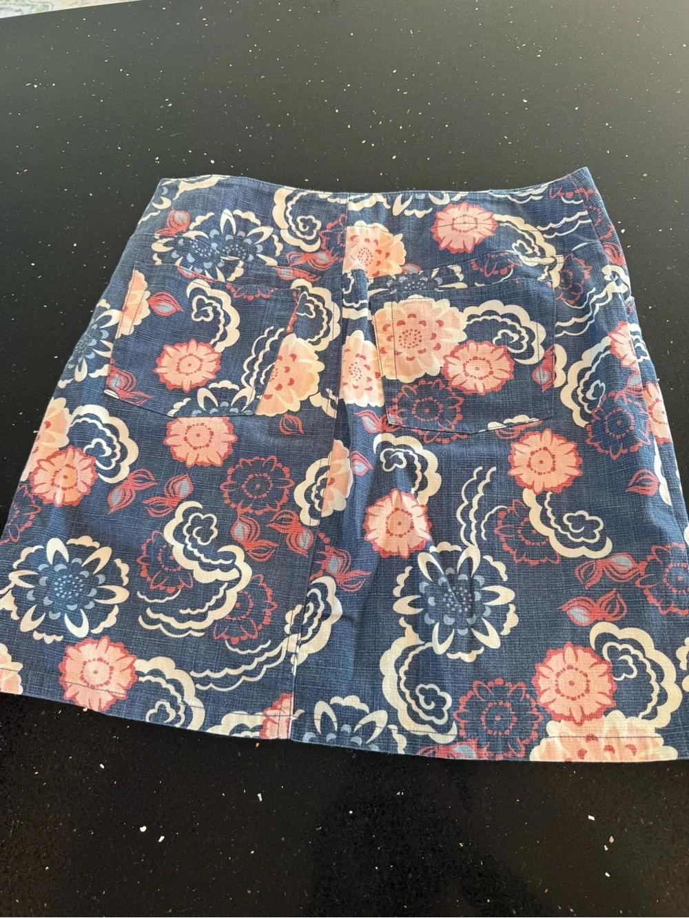 Loft Floral Print Blue Cotton Blend Mini Skirt